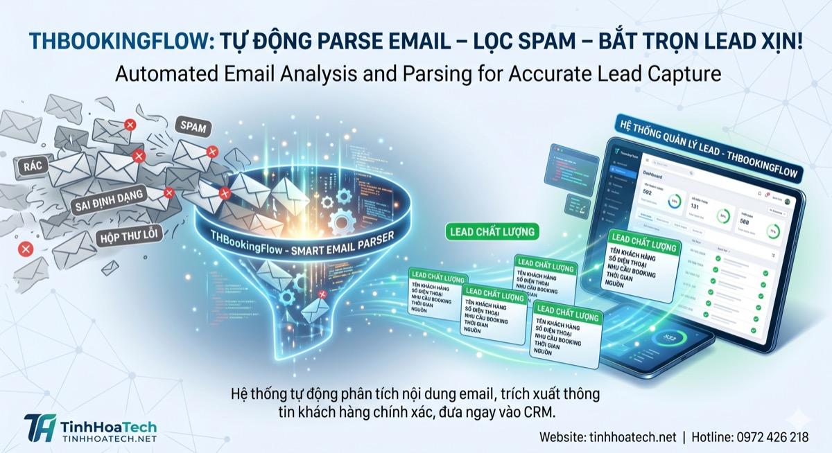 THBookingFlow Nâng Cấp Smart Email Parser — Tự Động Lọc Email, Bắt Trọn Lead Chất Lượng Bằng AI